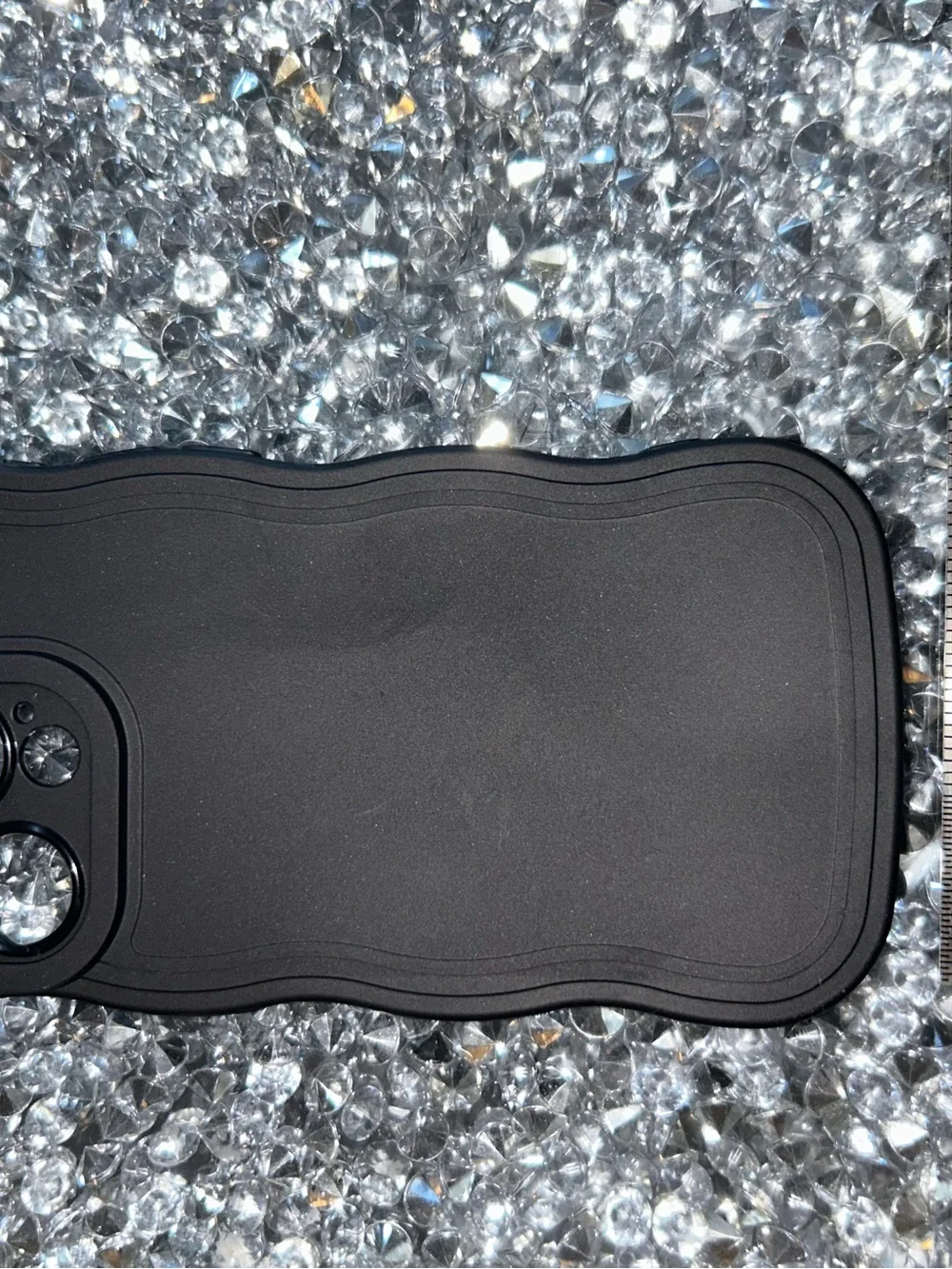 iPhone 15 pro Black Silicone Wavy Camera Protective Phone Case